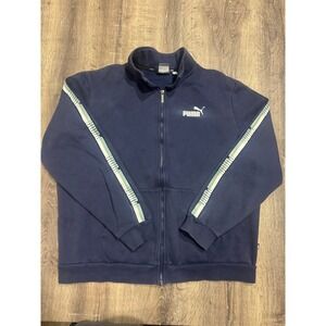Puma Mens XL Navy Blue Full Zip Track Jacket Logo Tape Sleeve 582288-03